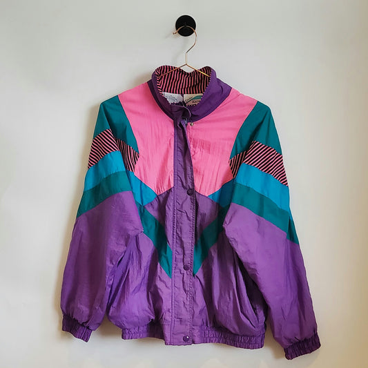 Vintage 80s Funky Pattern Windbreaker Jacket | Size M