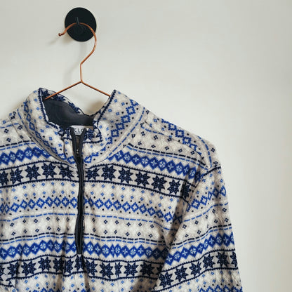 Vintage 90s Snowflake Pattern Fleece Jumper | Size 10