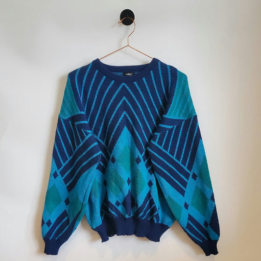 Vintage 90s Funky Pattern Knit Jumper | Size L