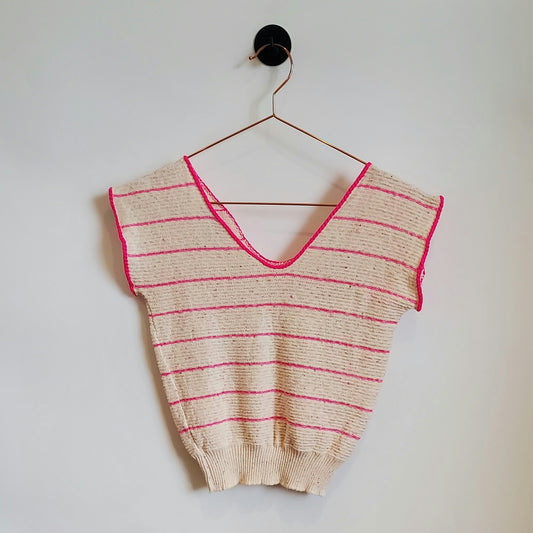 Vintage 70's Knitted Striped Crop Top | Size 6