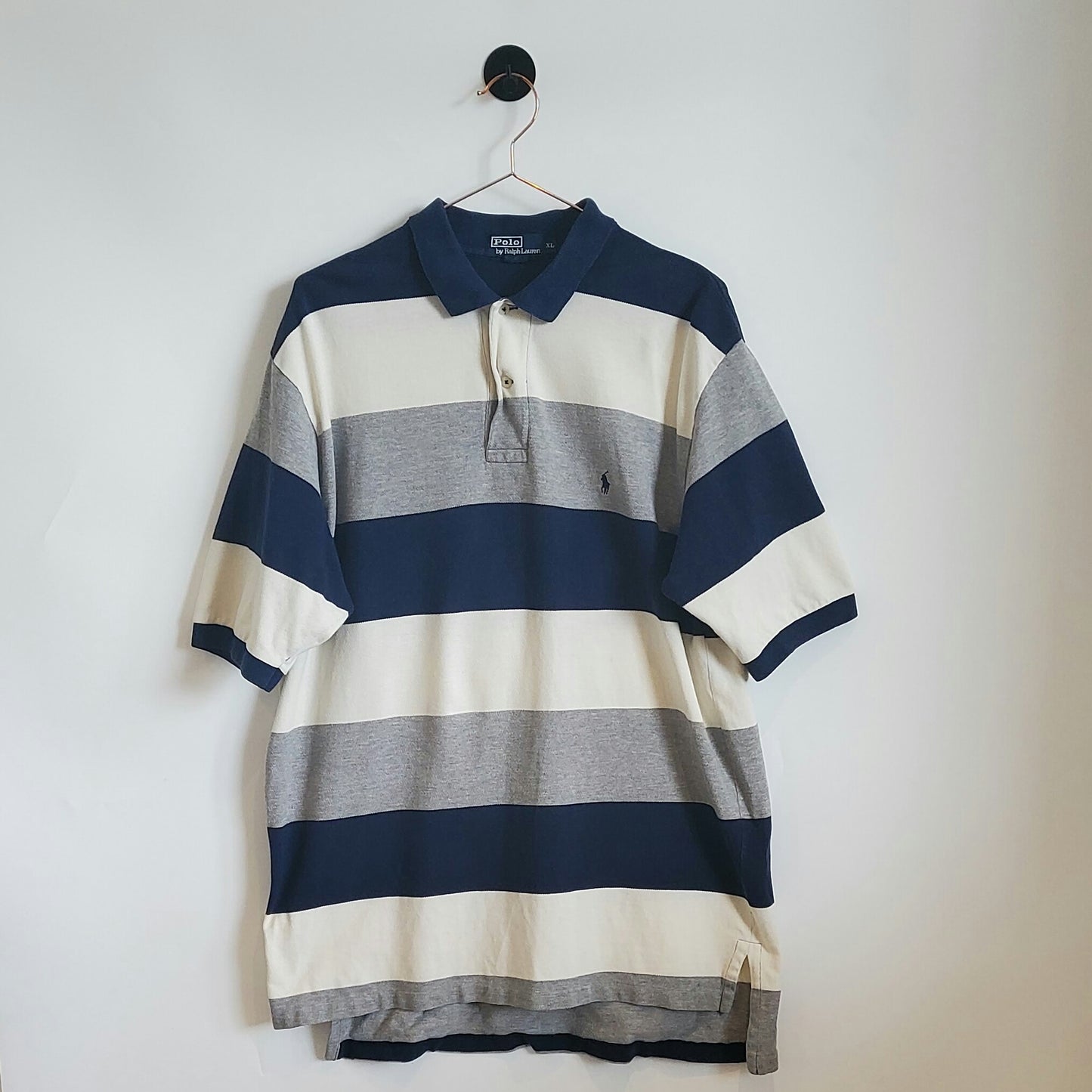 Vintage 90s Ralph Lauren Striped Polo Shirt | Size XL