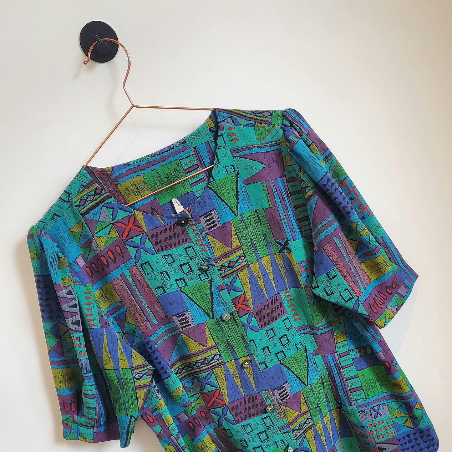 Vintage 80s Funky Pattern Blouse | Size 10