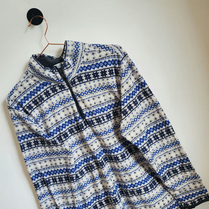 Vintage 90s Snowflake Pattern Fleece Jumper | Size 10