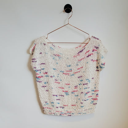 Vintage 80s Hand Knit Funky Pattern Top | Size 12