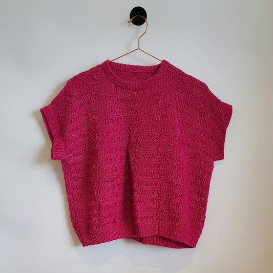 Vintage 80s Hand Knitted Sleeves Top | Size 14