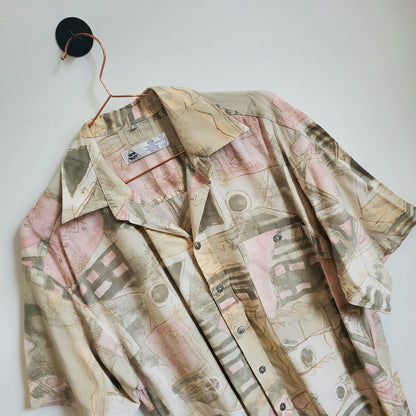 Vintage 90s Funky Print Festival Shirt | Size M