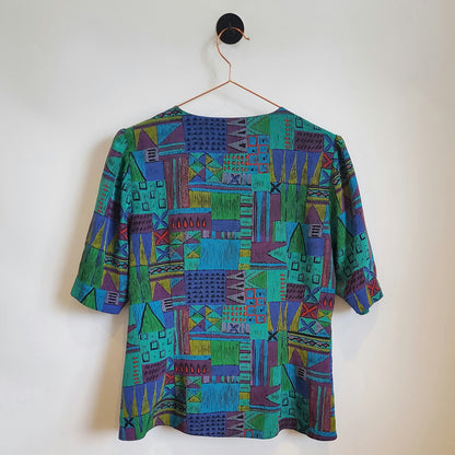 Vintage 80s Funky Pattern Blouse | Size 10