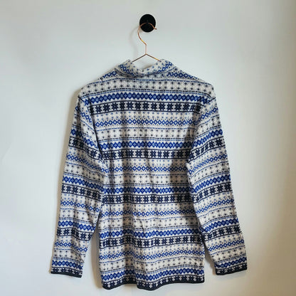 Vintage 90s Snowflake Pattern Fleece Jumper | Size 10