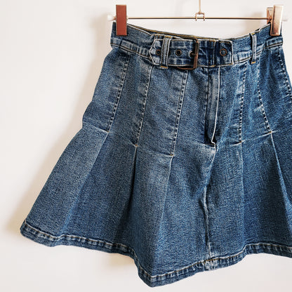 Vintage Y2K Pleated Denim Mini Skirt | Size 10