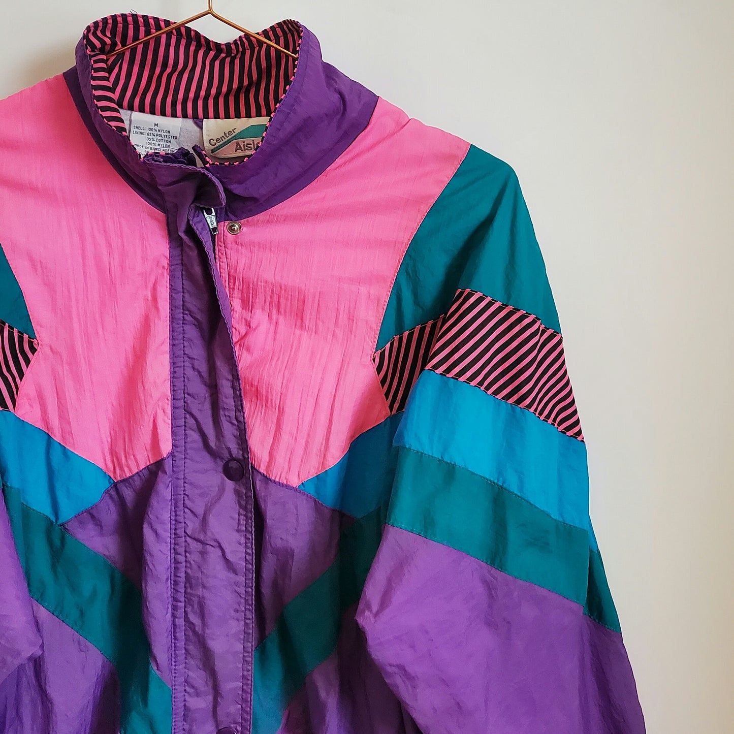 Vintage 80s Funky Pattern Windbreaker Jacket | Size M