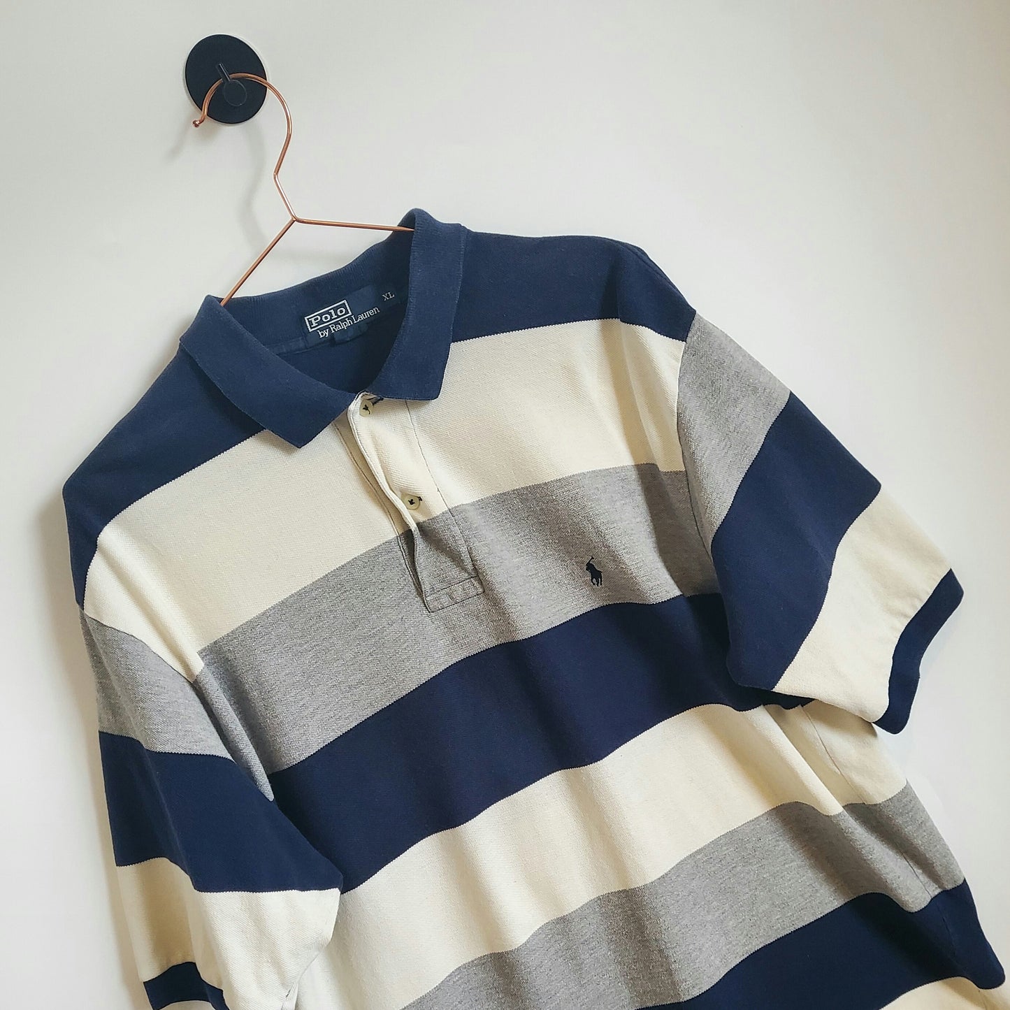 Vintage 90s Ralph Lauren Striped Polo Shirt | Size XL