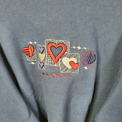 Upcycled 90s Hart Embroidered Crop Sweatshirt Blue 10-12