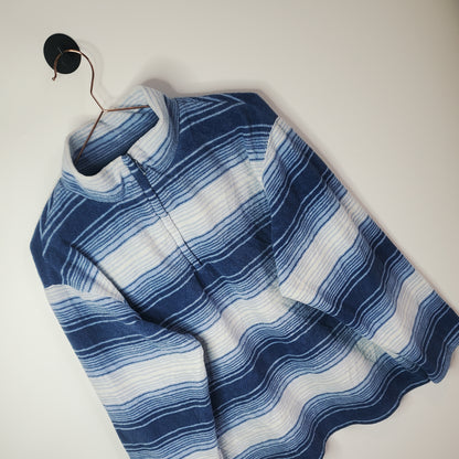 Vintage 80's Stripe Vintage Fleece Jumper Blue Size L