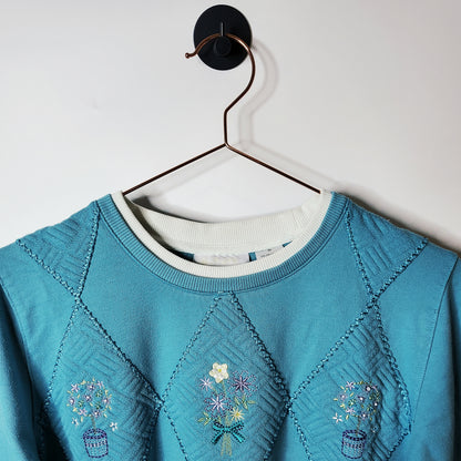 Vintage 90's Alfred Dunner Embroidered Sweatshirt Blue Size M