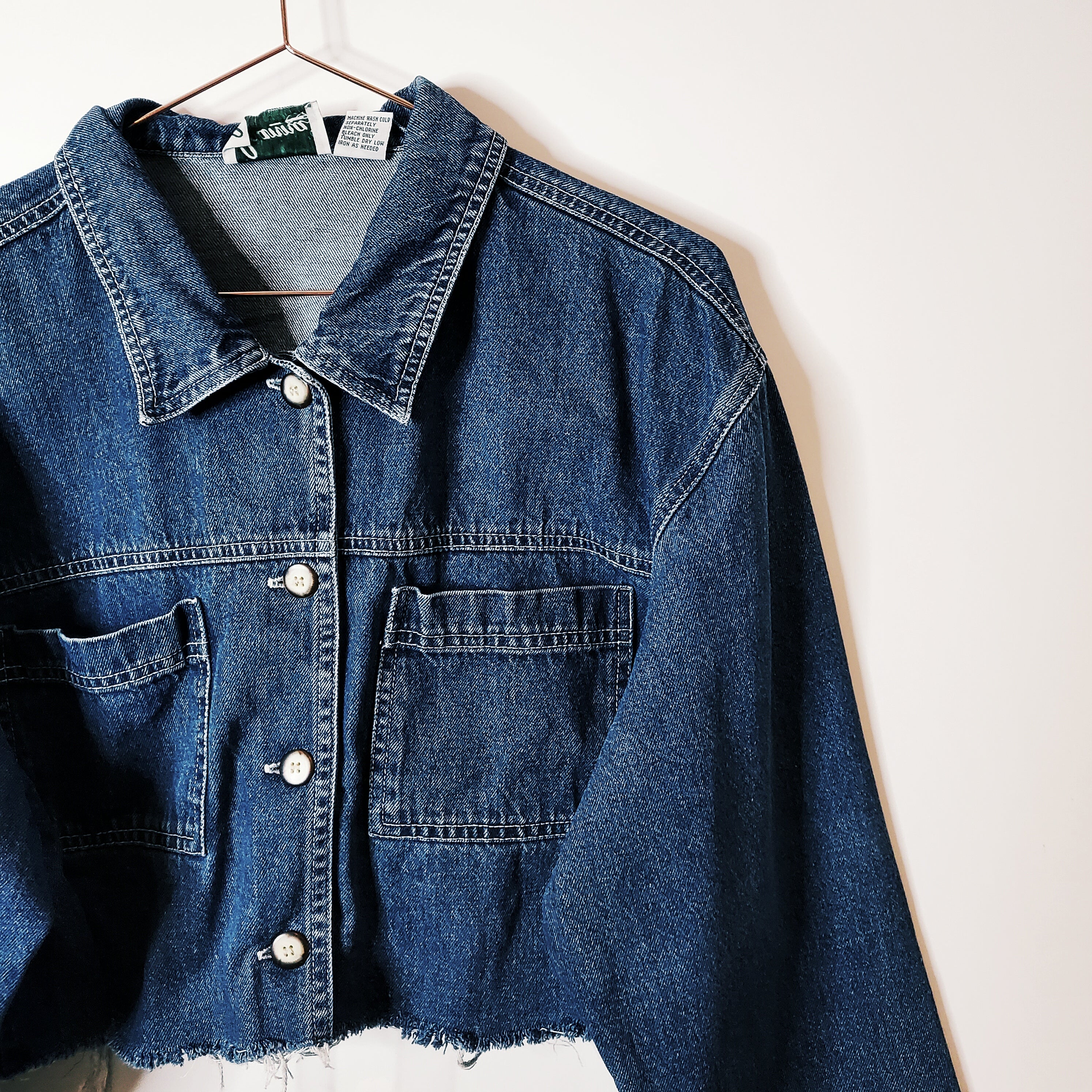 Reworked Crop Denim Shirt Jacket | Size 14-16 – Vintage Recovery