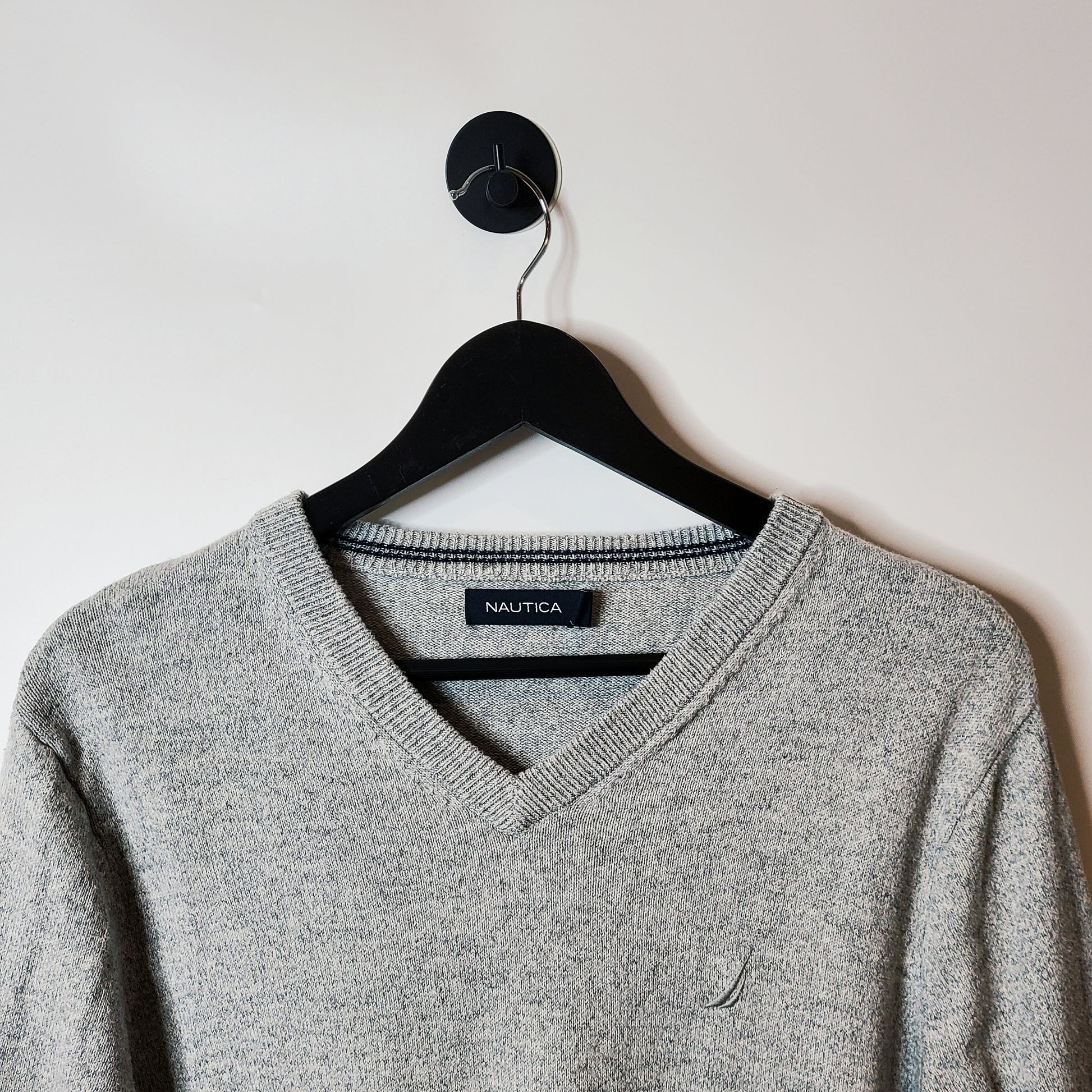 Nautica V-Neck Jumper Grey Size Medium