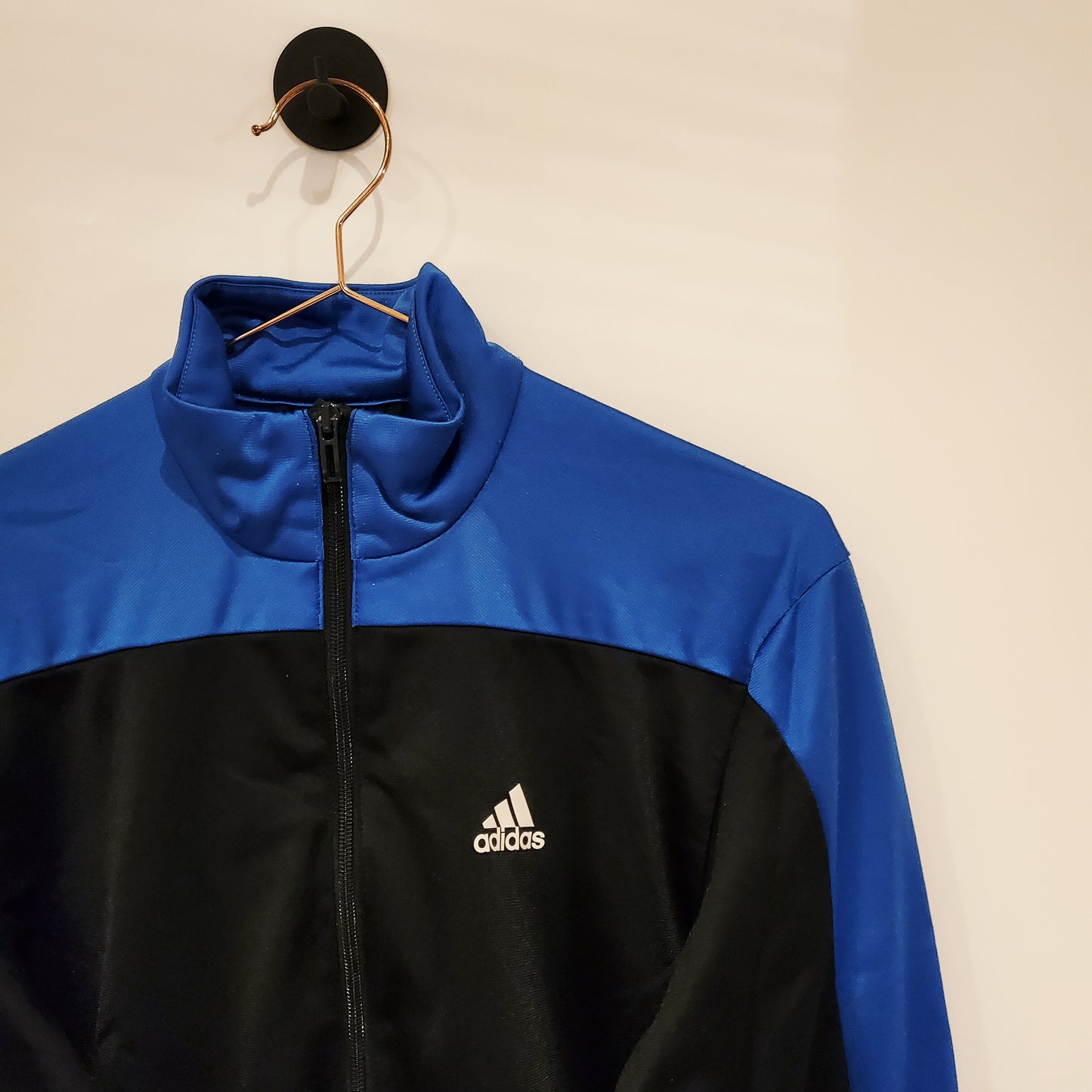 Y2K Adidas Track Top Black and Blue Size S