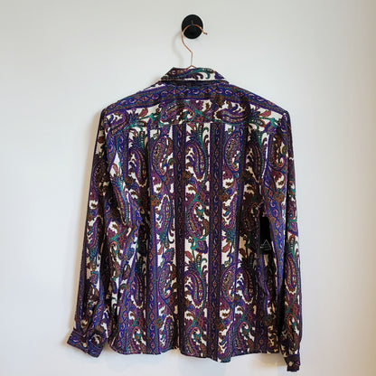 Vintage 80s Pasiley Blouse Purple Size 10-12