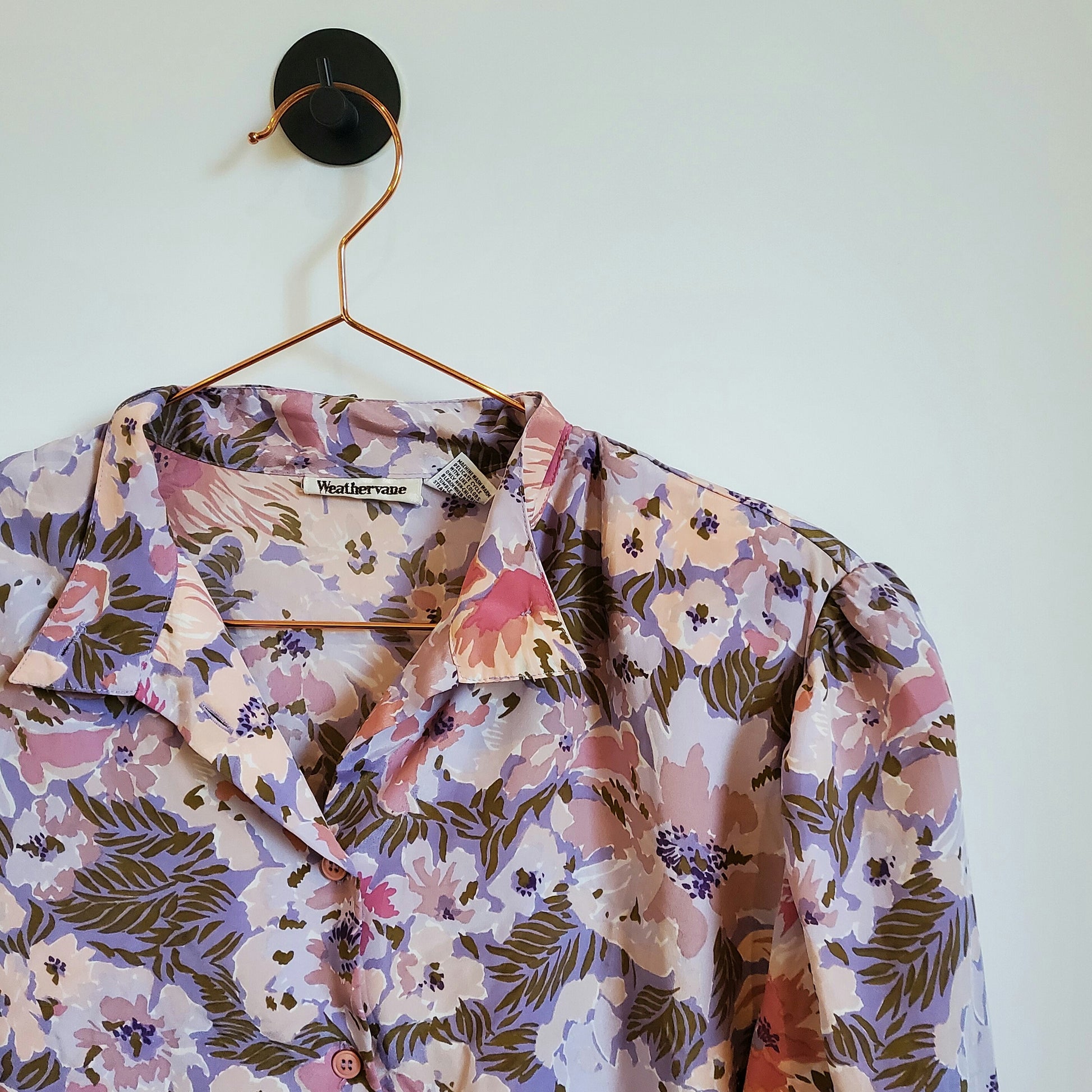 Vintage 80s Floral Blouse Pink Size 10