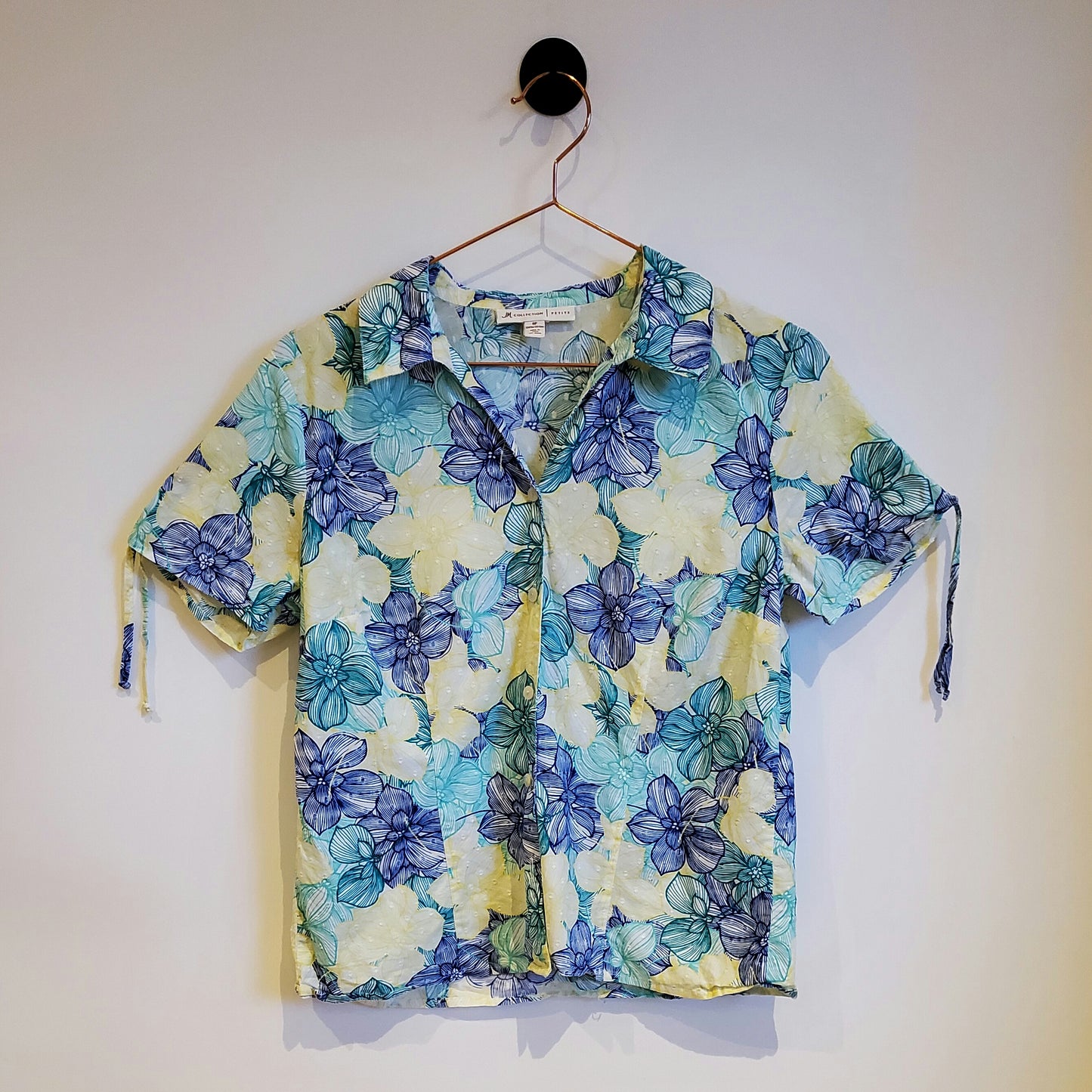 Vintage 90s Floral Short Sleeve Blouse | Size 10