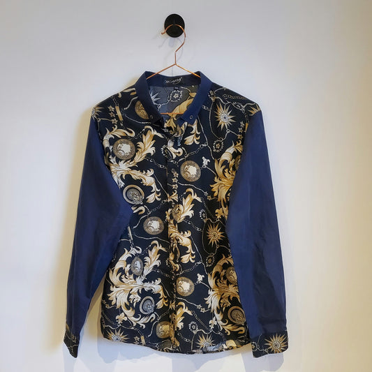 Vintage 90s Baroque Long Sleeve Shirt | Size 10