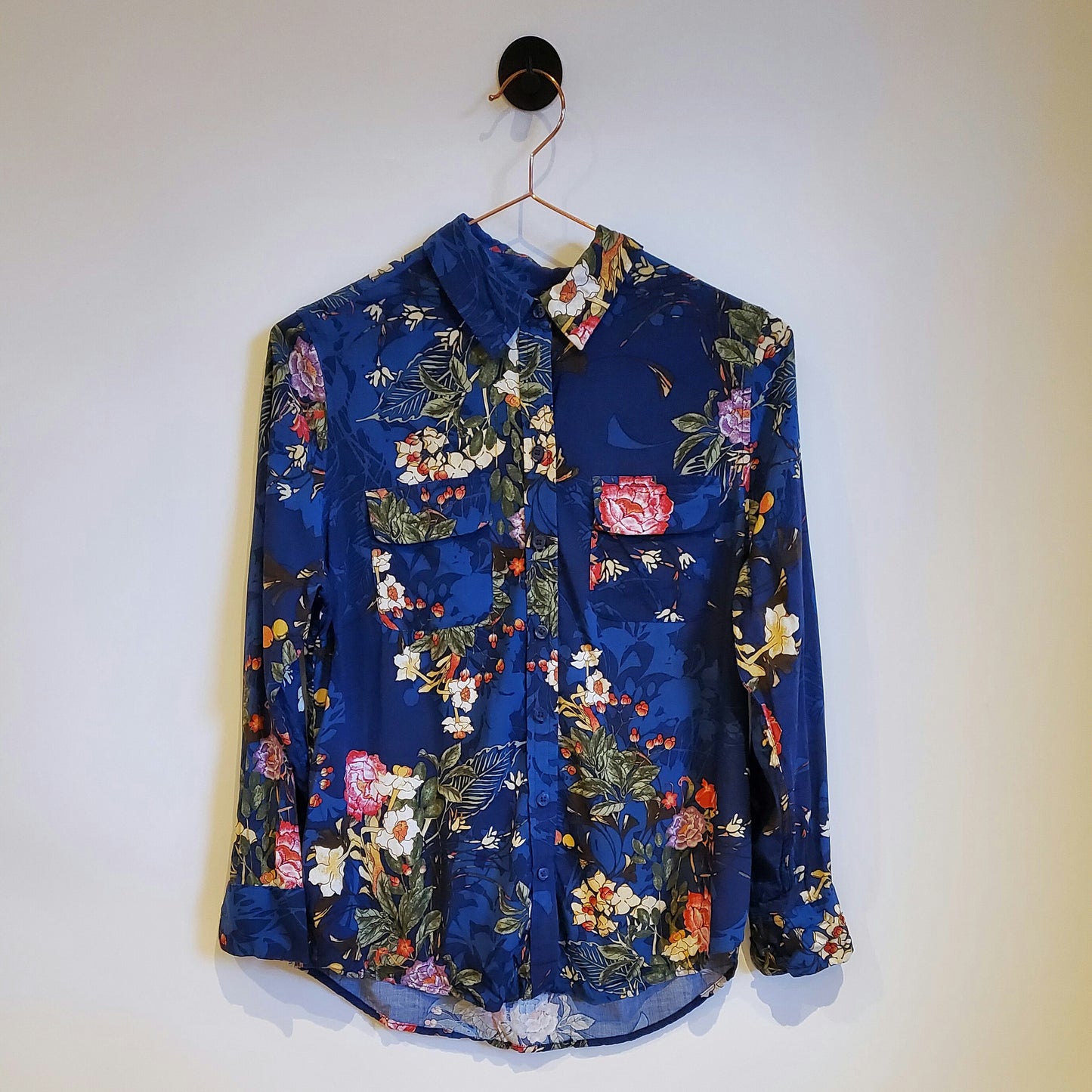 Vintage 90s Floral Long Sleeve Shirt | Size 8