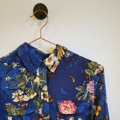 Vintage 90s Floral Long Sleeve Shirt | Size 8