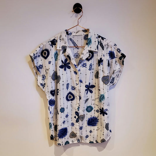 Vintage 90s Cap Sleeve Floral Blouse | Size 14