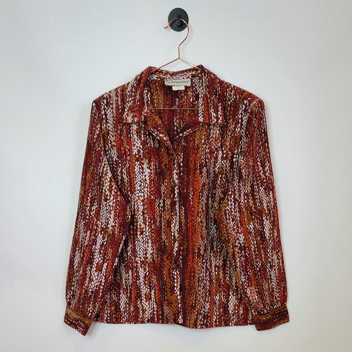 Vintage 90s Snake Print Long Sleeve Blouse | Size 12