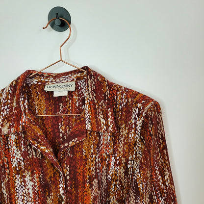 Vintage 90s Snake Print Long Sleeve Blouse | Size 12