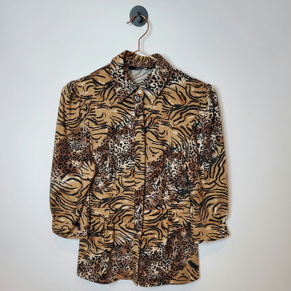 Vintage 90s Animal Print Blouse | Size 8