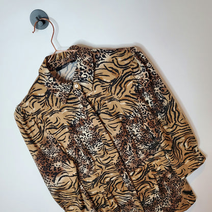 Vintage 90s Animal Print Blouse | Size 8